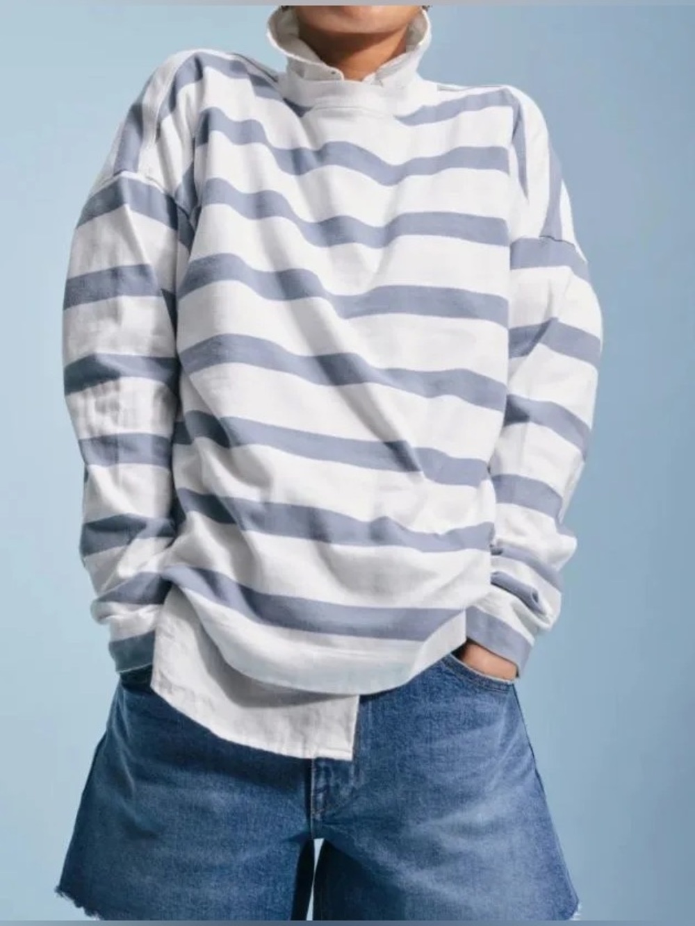 AYR Early Mornings Tee Overcast Gray Stripe Heavyweight Cotton Top Medium